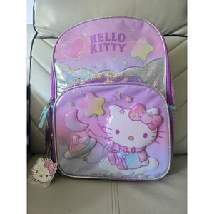 Hello Kitty 17" Backpack "On A Cloud" w/ Keychain  CUTE– Girls' School Bag – NEW